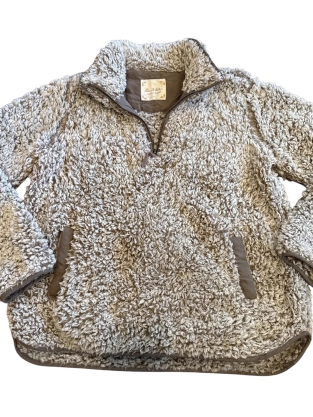 Altar'd State Men's Sherpa Zip Pullover - Light Gray